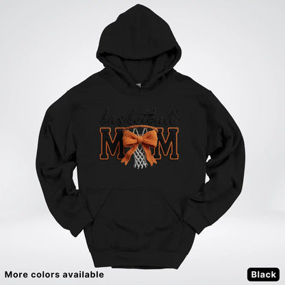 Basketball Mom – Faux Crochet Bow Basketball Graphic Hoodie
