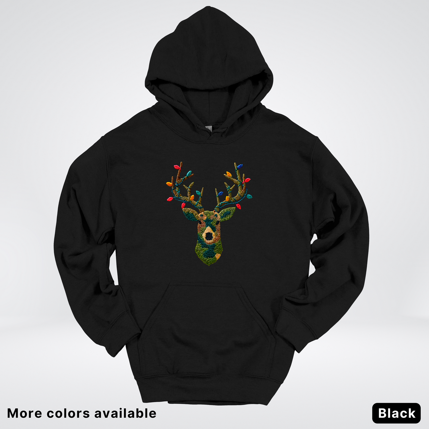 Rustic Reindeer Lights – Hook Yard Faux Texture - Hoodie