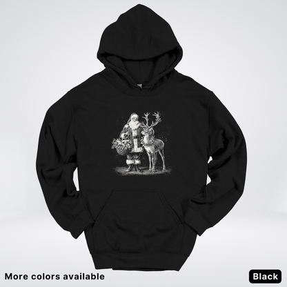 Vintage Santa and Reindeer - Hoodie