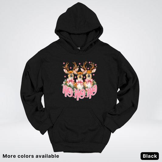 Ho Ho Ho Pink Deer Trio Hoodie - Hoodie