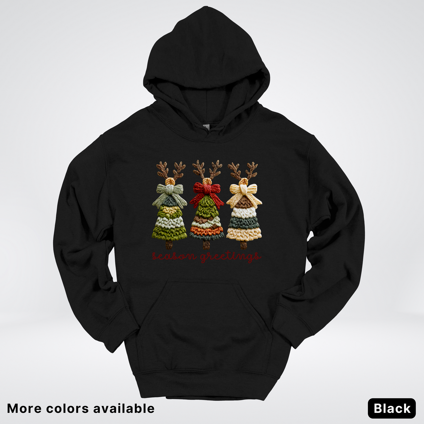 Season Greetings Reindeer Trees Hook Yard Faux - Hoodie