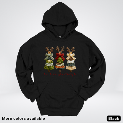 Season Greetings Reindeer Trees Hook Yard Faux - Hoodie