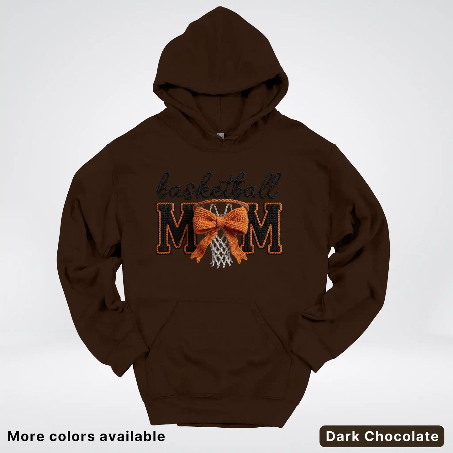 Basketball Mom – Faux Crochet Bow Basketball Graphic Hoodie