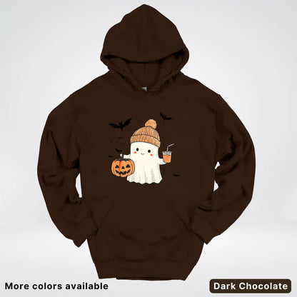 Cute Fall Ghost with Pumpkin And Bats Hoodie