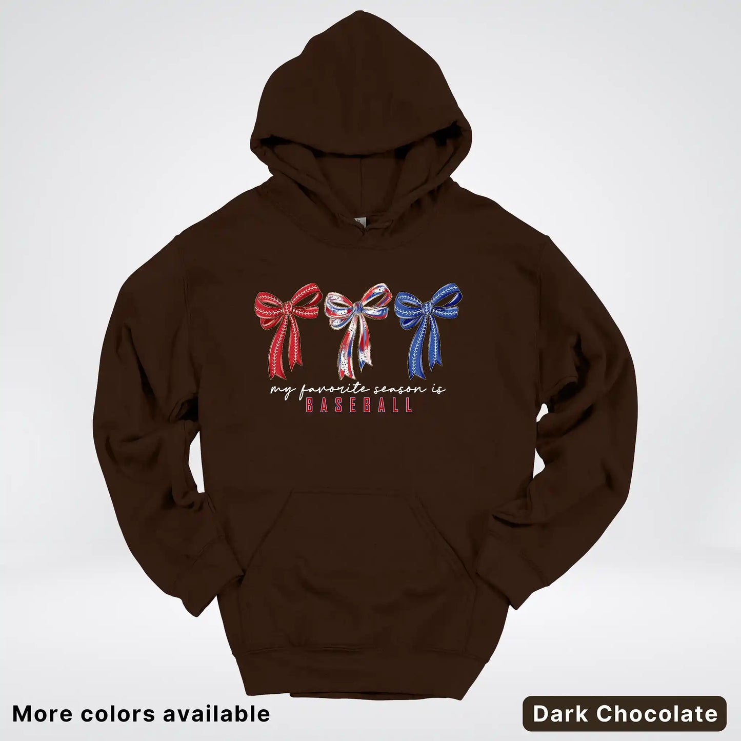 My Favorite Season Is Baseball – Red White Blue Bow Graphic Hoodie
