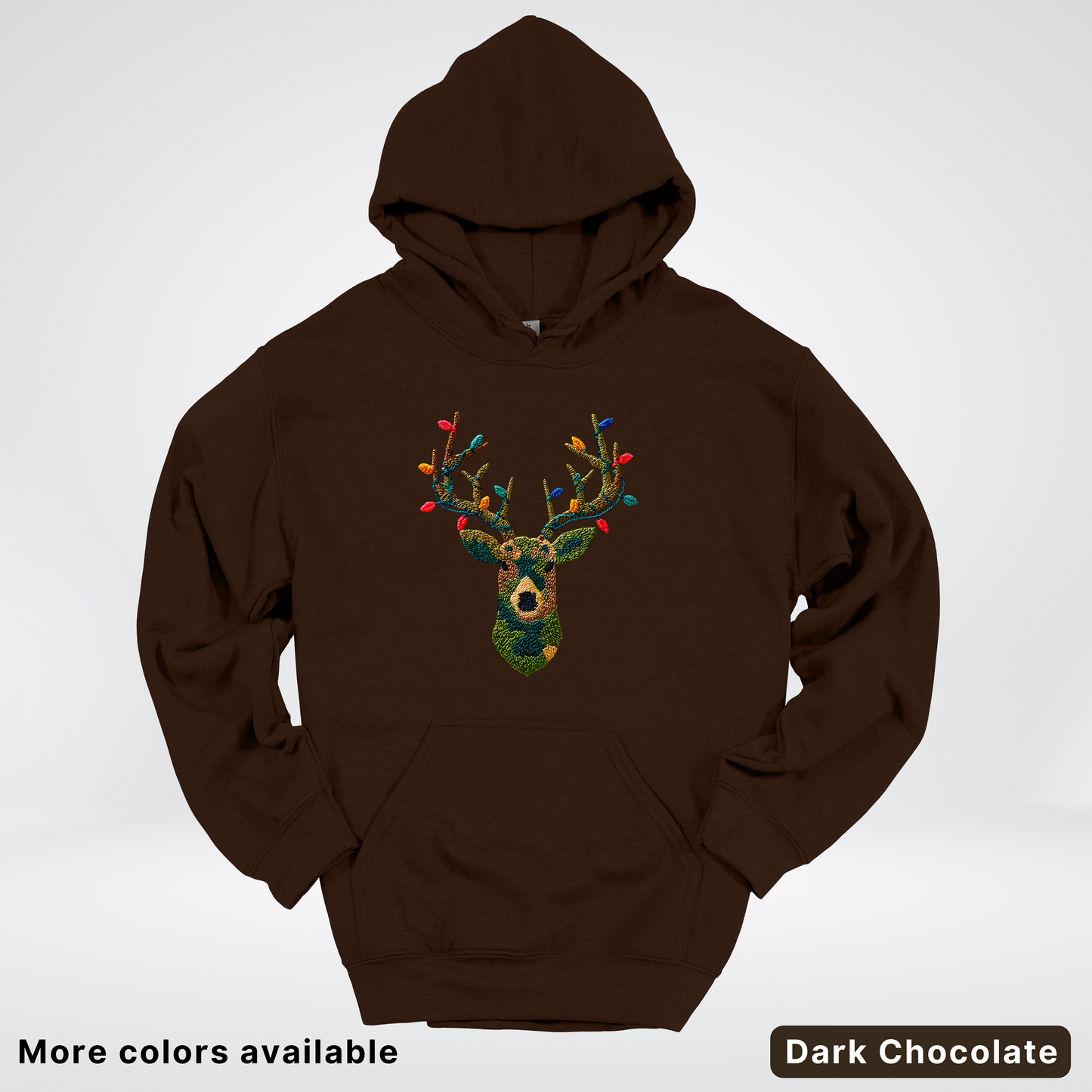 Rustic Reindeer Lights – Hook Yard Faux Texture - Hoodie