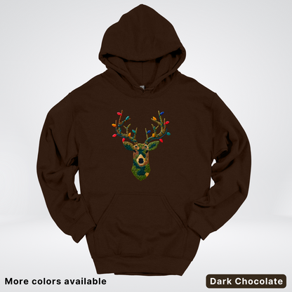 Rustic Reindeer Lights – Hook Yard Faux Texture - Hoodie
