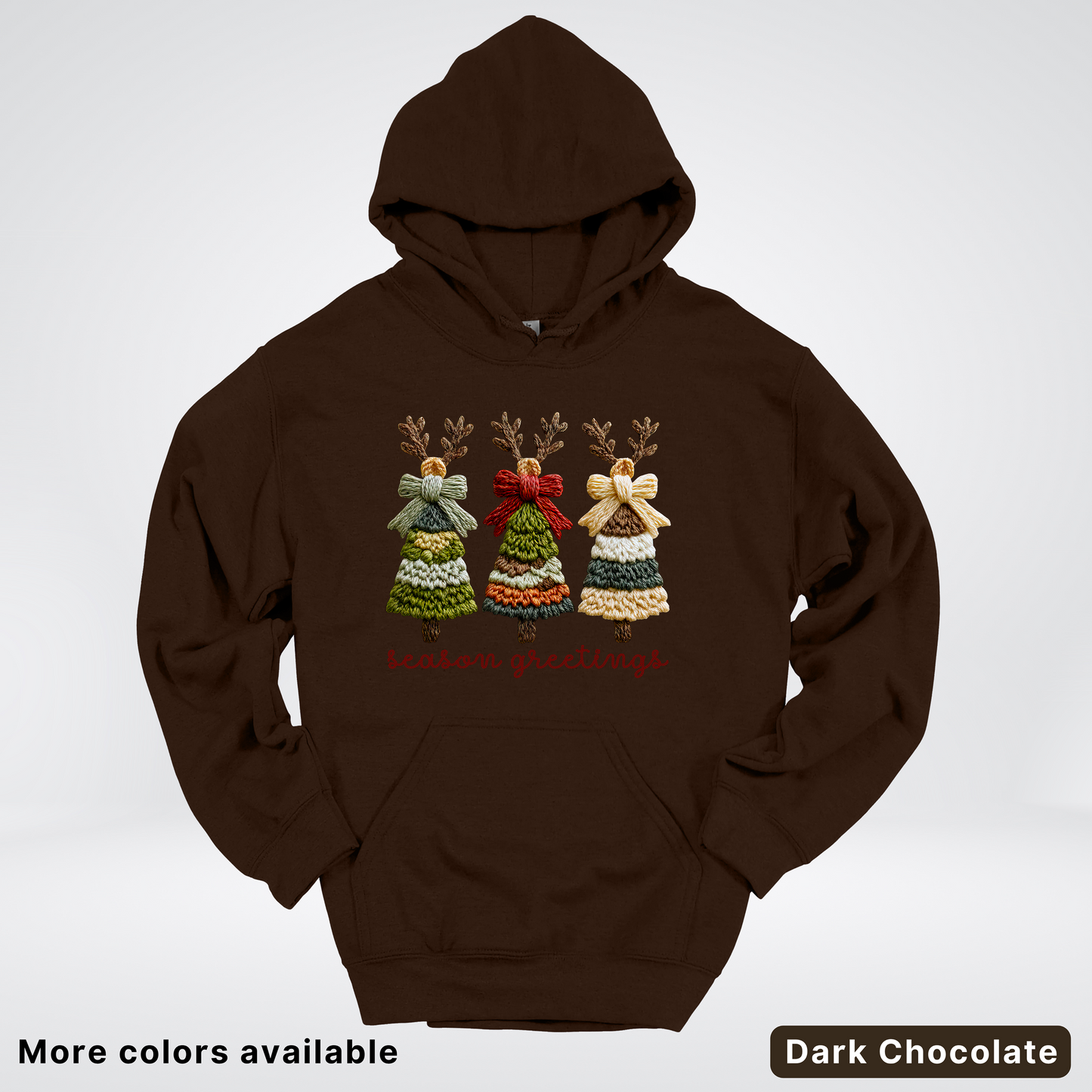 Season Greetings Reindeer Trees Hook Yard Faux - Hoodie