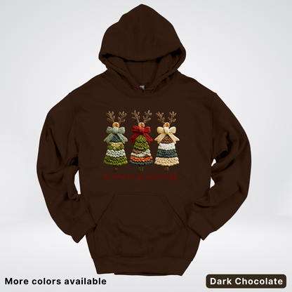 Season Greetings Reindeer Trees Hook Yard Faux - Hoodie