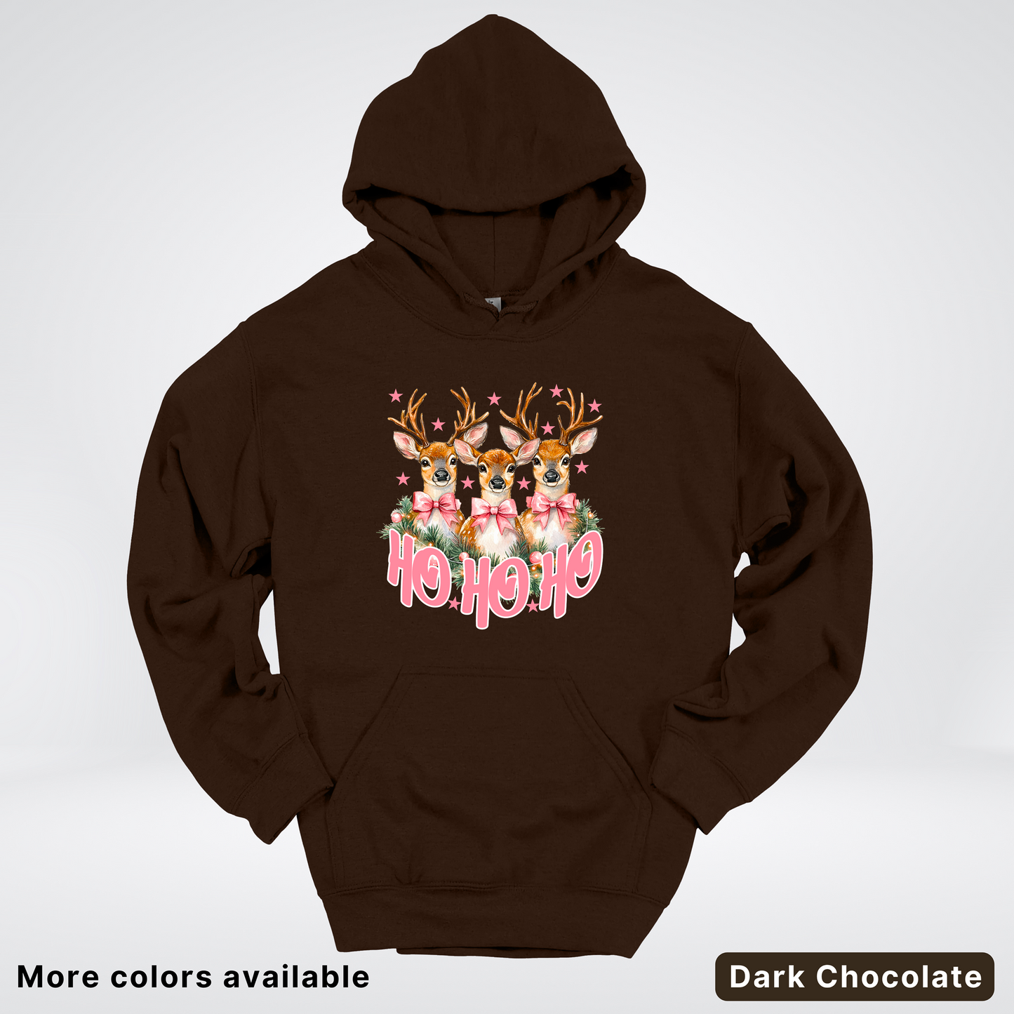 Ho Ho Ho Pink Deer Trio Hoodie - Hoodie