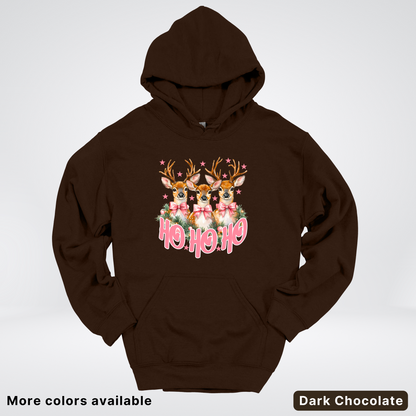 Ho Ho Ho Pink Deer Trio Hoodie - Hoodie