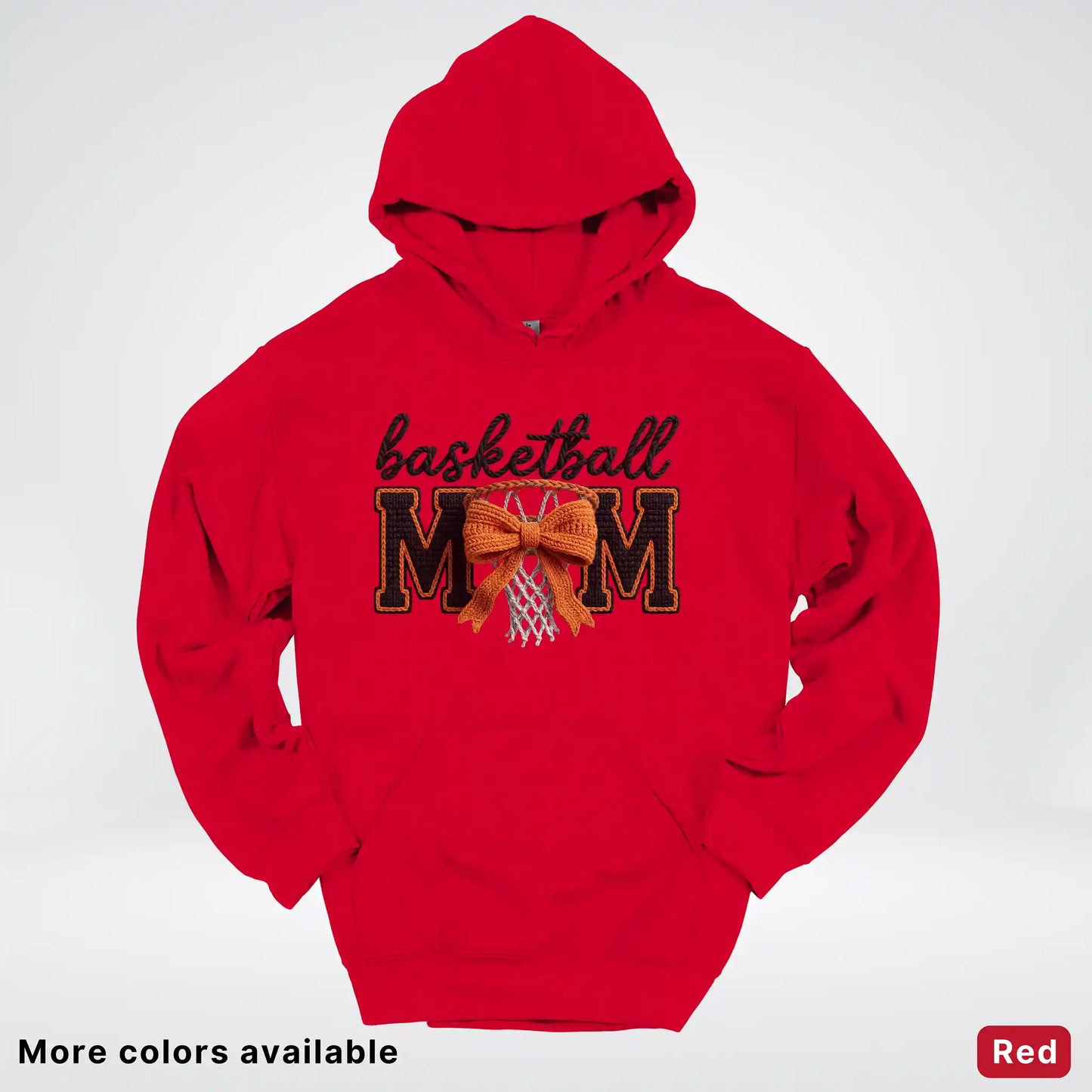 Basketball Mom – Faux Crochet Bow Basketball Graphic Hoodie