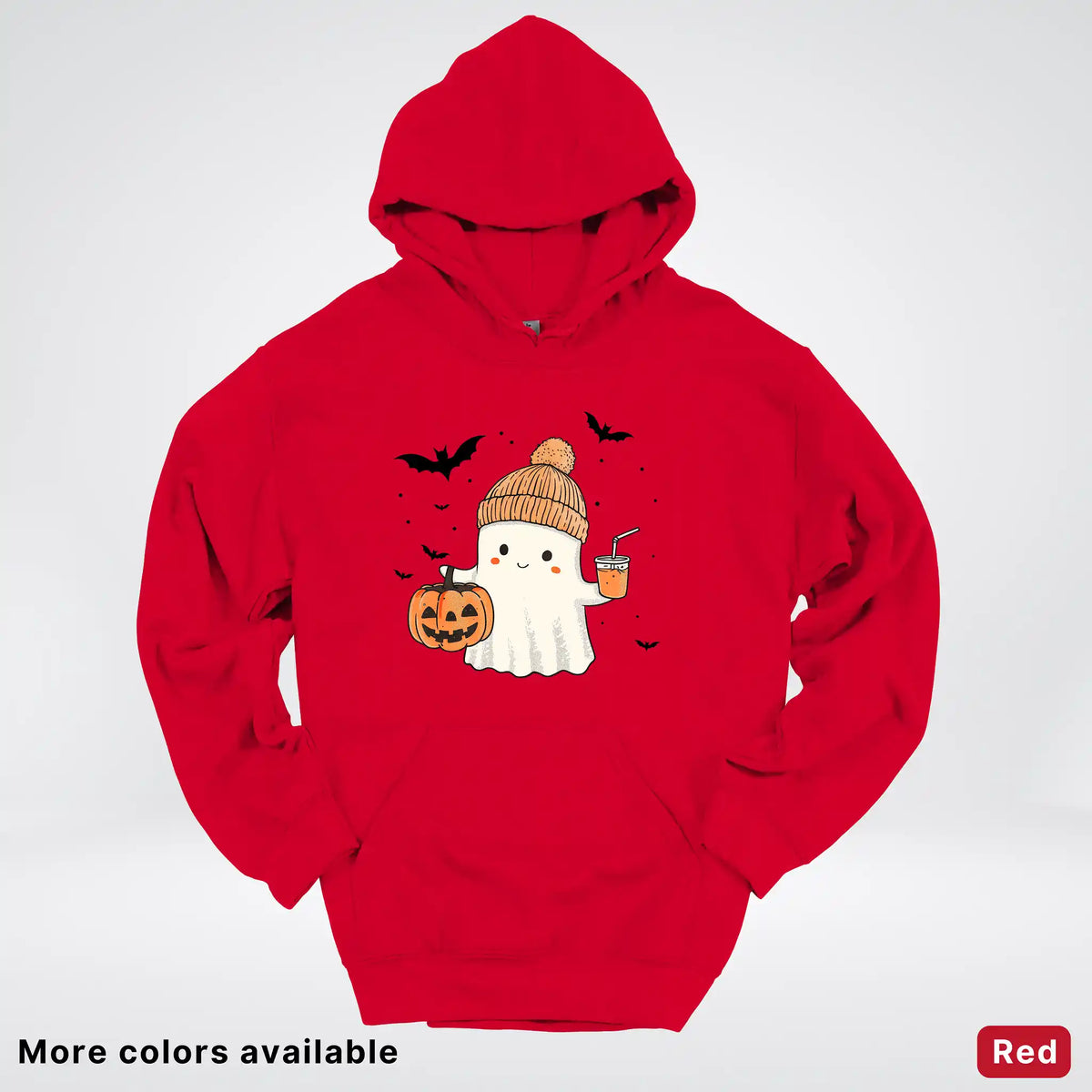Cute Fall Ghost with Pumpkin And Bats Hoodie