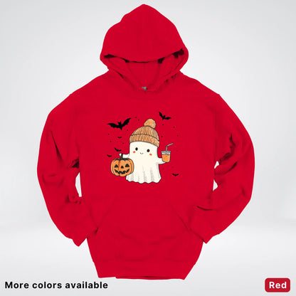 Cute Fall Ghost with Pumpkin And Bats Hoodie