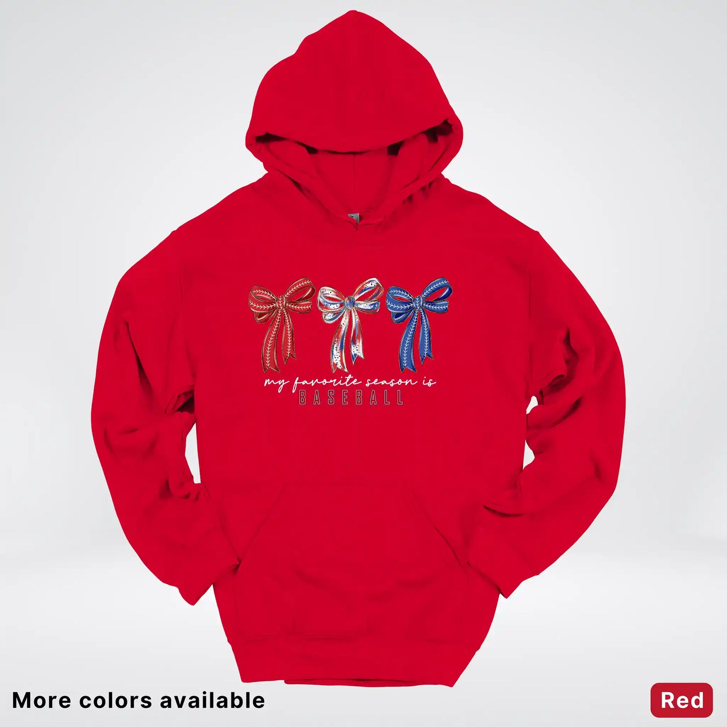 My Favorite Season Is Baseball – Red White Blue Bow Graphic Hoodie