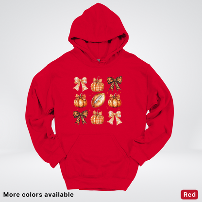 Football Coquette Ribbon Bow Plaid Pumpkin Fall - Hoodie