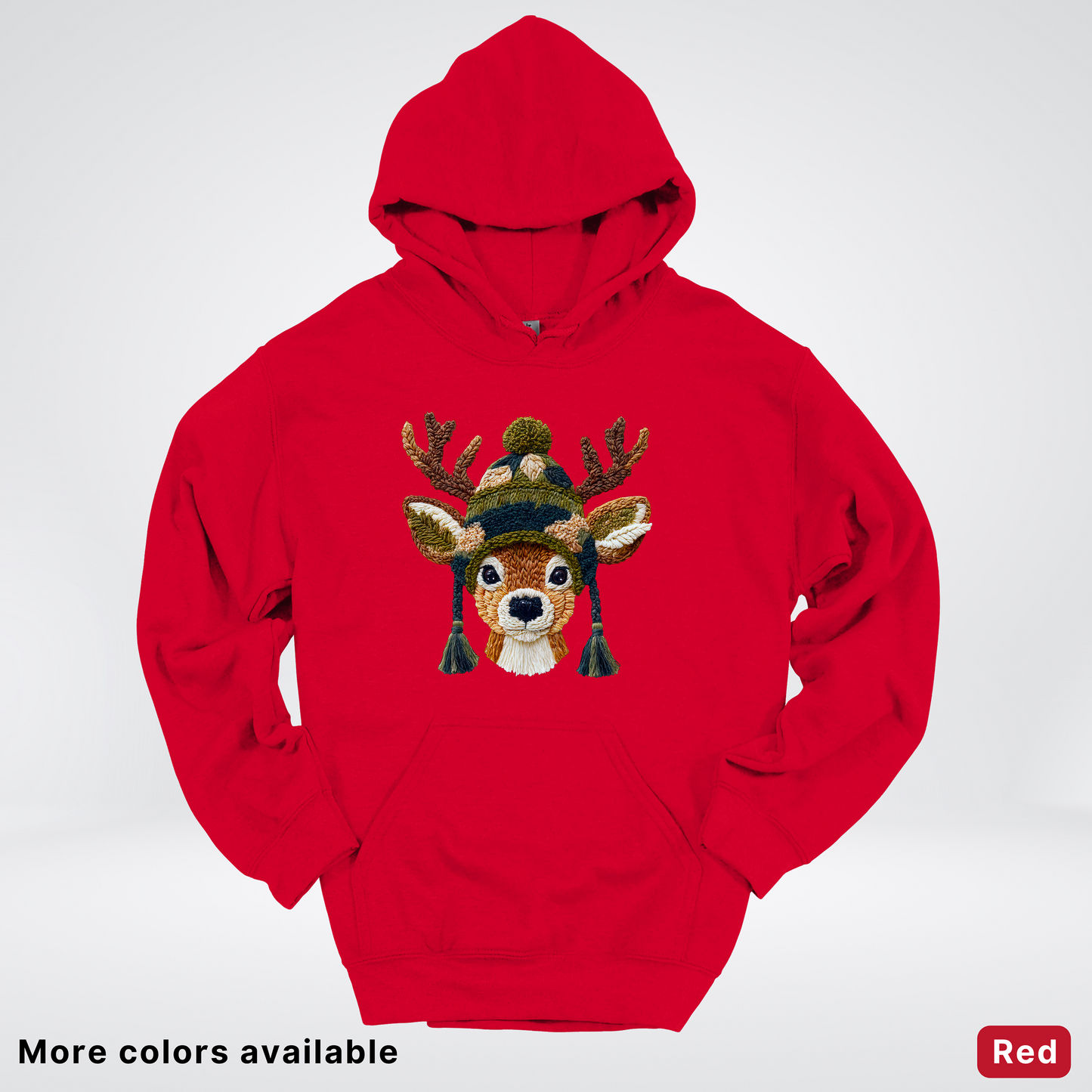 Cozy Winter Reindeer Hook Yard Faux Texture - Hoodie