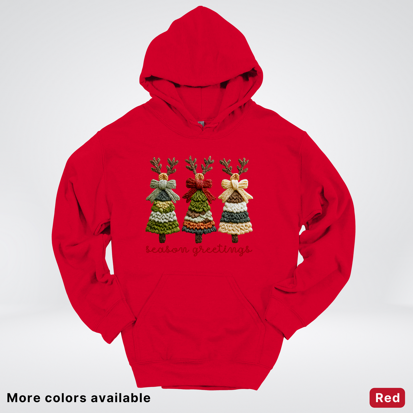 Season Greetings Reindeer Trees Hook Yard Faux - Hoodie