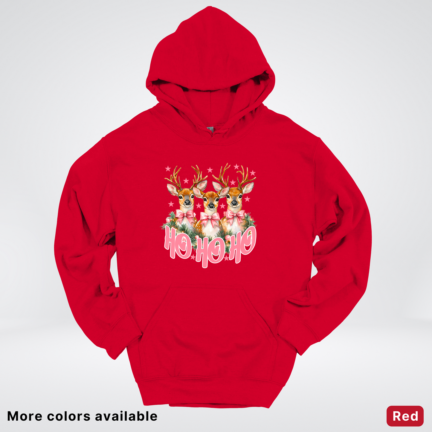 Ho Ho Ho Pink Deer Trio Hoodie - Hoodie