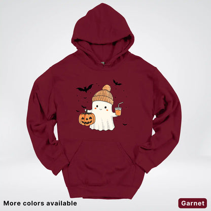 Cute Fall Ghost with Pumpkin And Bats Hoodie