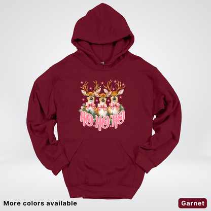 Ho Ho Ho Pink Deer Trio Hoodie - Hoodie