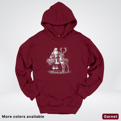 Vintage Santa and Reindeer - Hoodie