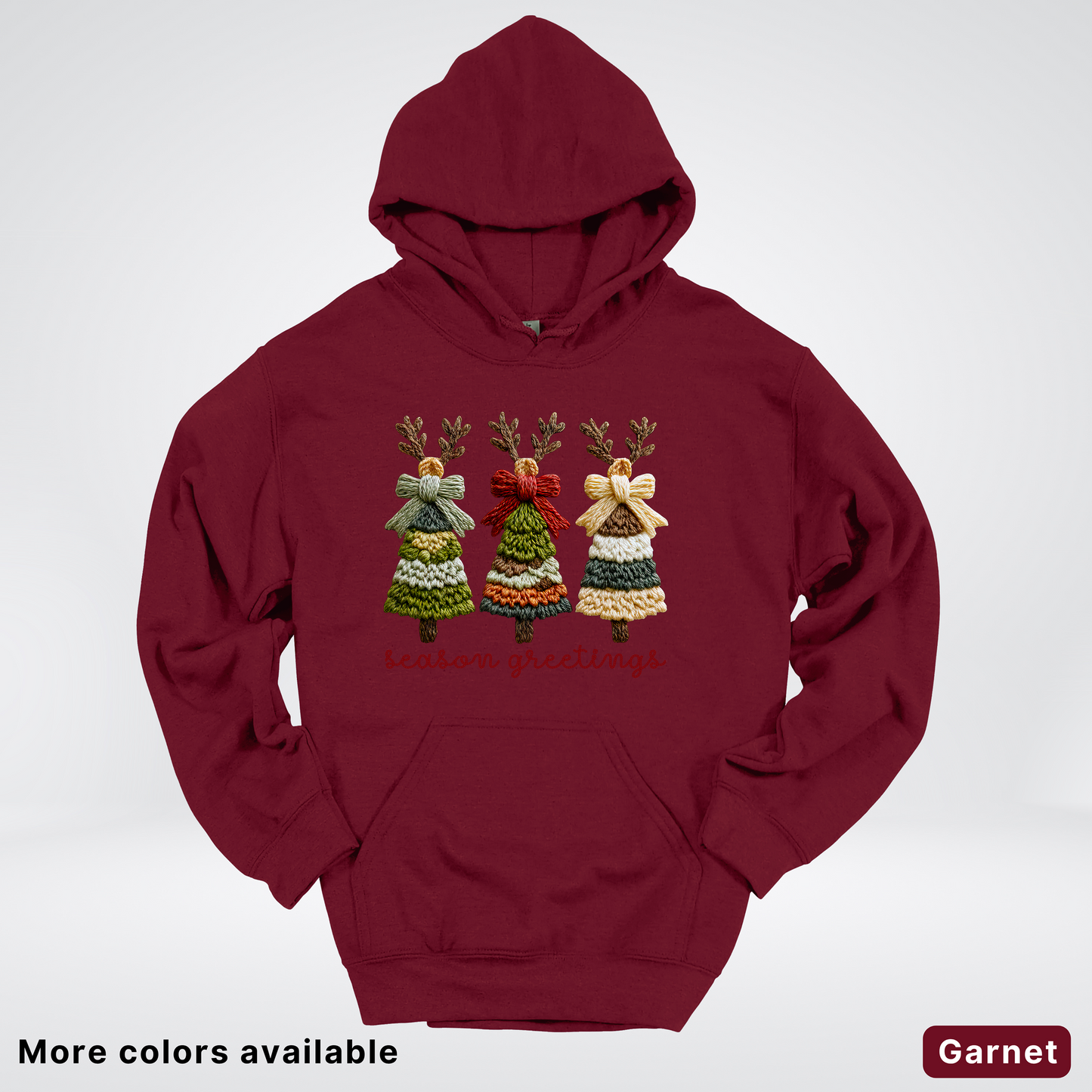 Season Greetings Reindeer Trees Hook Yard Faux - Hoodie