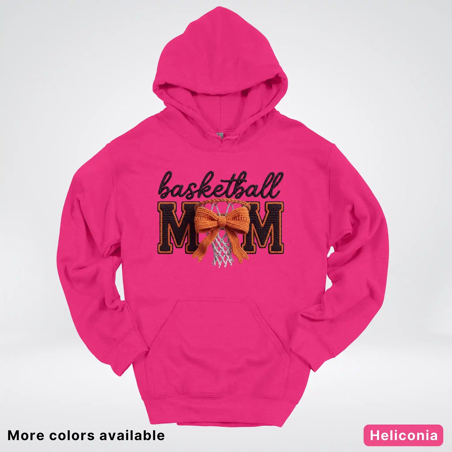 Basketball Mom – Faux Crochet Bow Basketball Graphic Hoodie