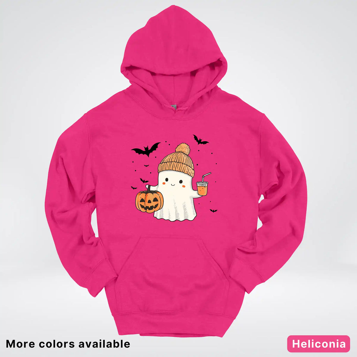Cute Fall Ghost with Pumpkin And Bats Hoodie