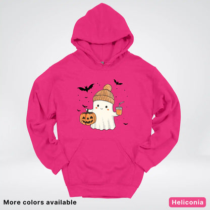 Cute Fall Ghost with Pumpkin And Bats Hoodie
