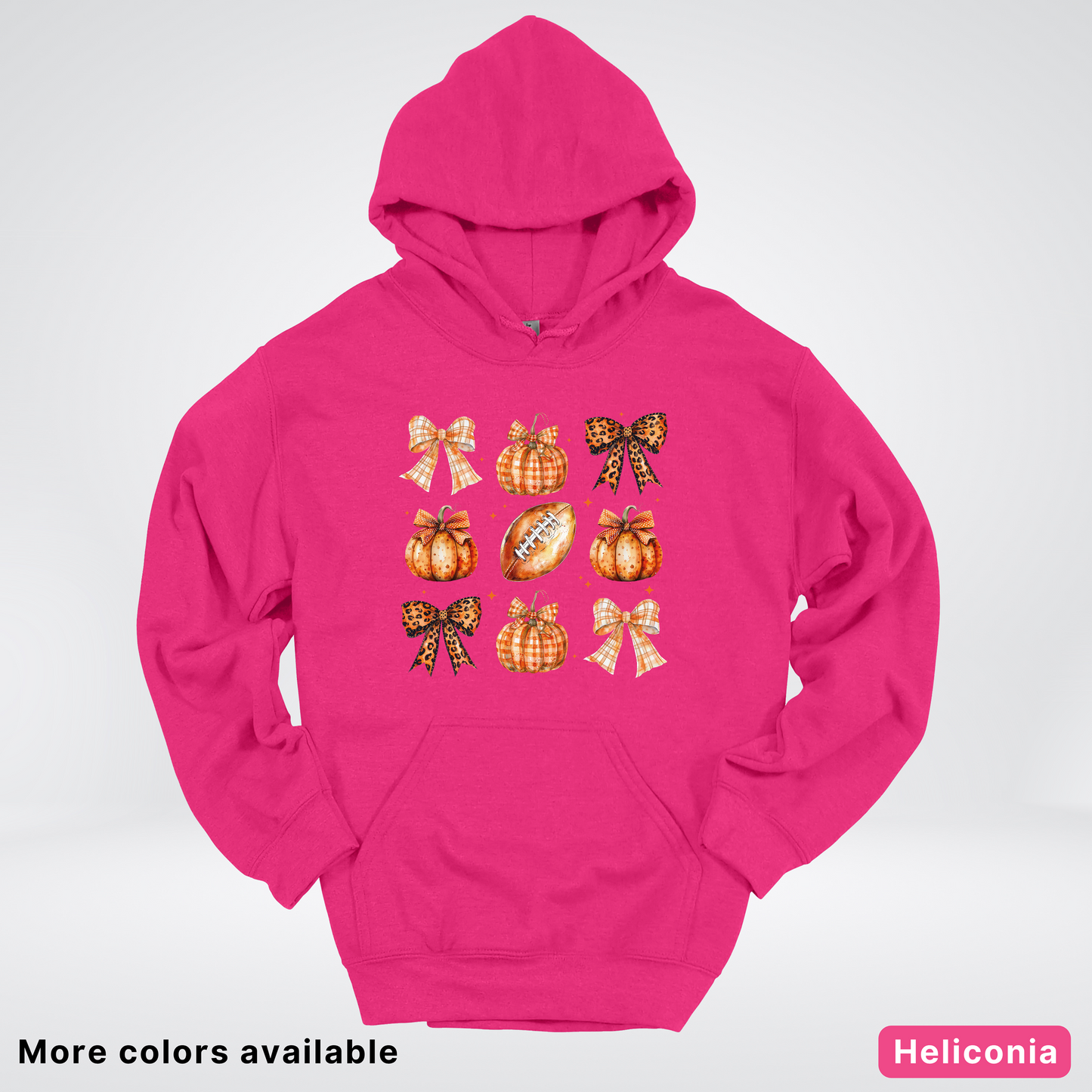 Football Coquette Ribbon Bow Plaid Pumpkin Fall - Hoodie