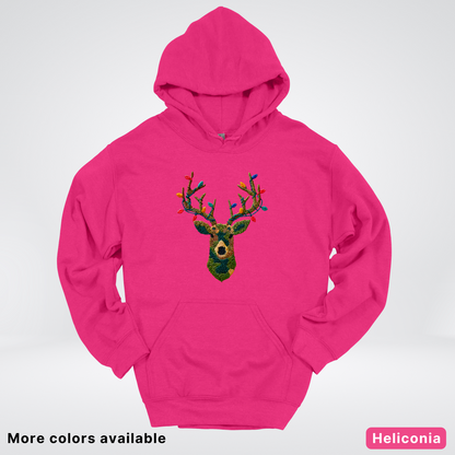 Rustic Reindeer Lights – Hook Yard Faux Texture - Hoodie