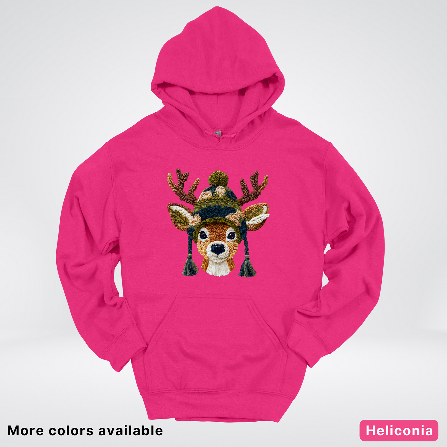 Cozy Winter Reindeer Hook Yard Faux Texture - Hoodie
