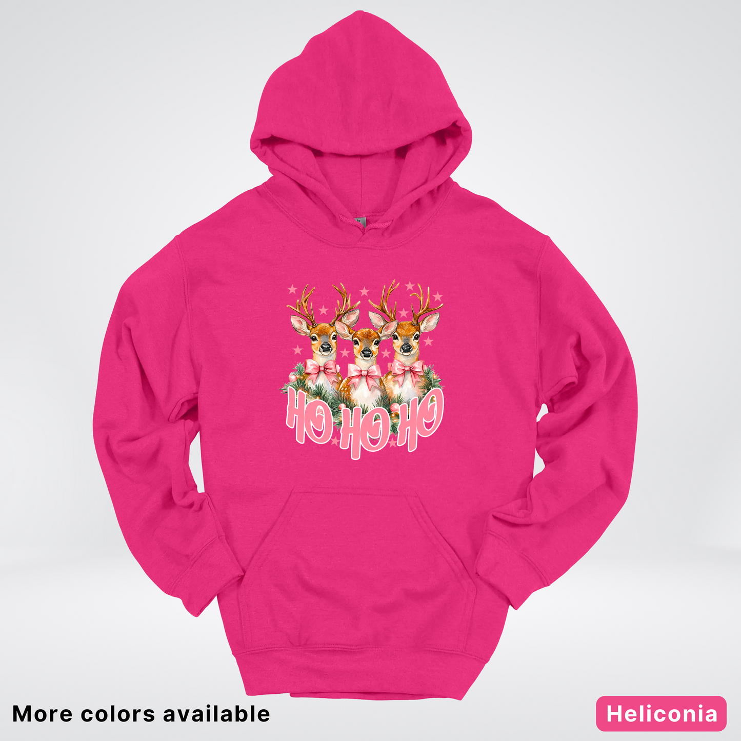 Ho Ho Ho Pink Deer Trio Hoodie - Hoodie