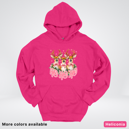 Ho Ho Ho Pink Deer Trio Hoodie - Hoodie