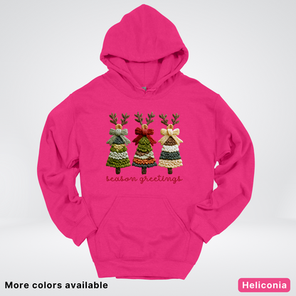 Season Greetings Reindeer Trees Hook Yard Faux - Hoodie