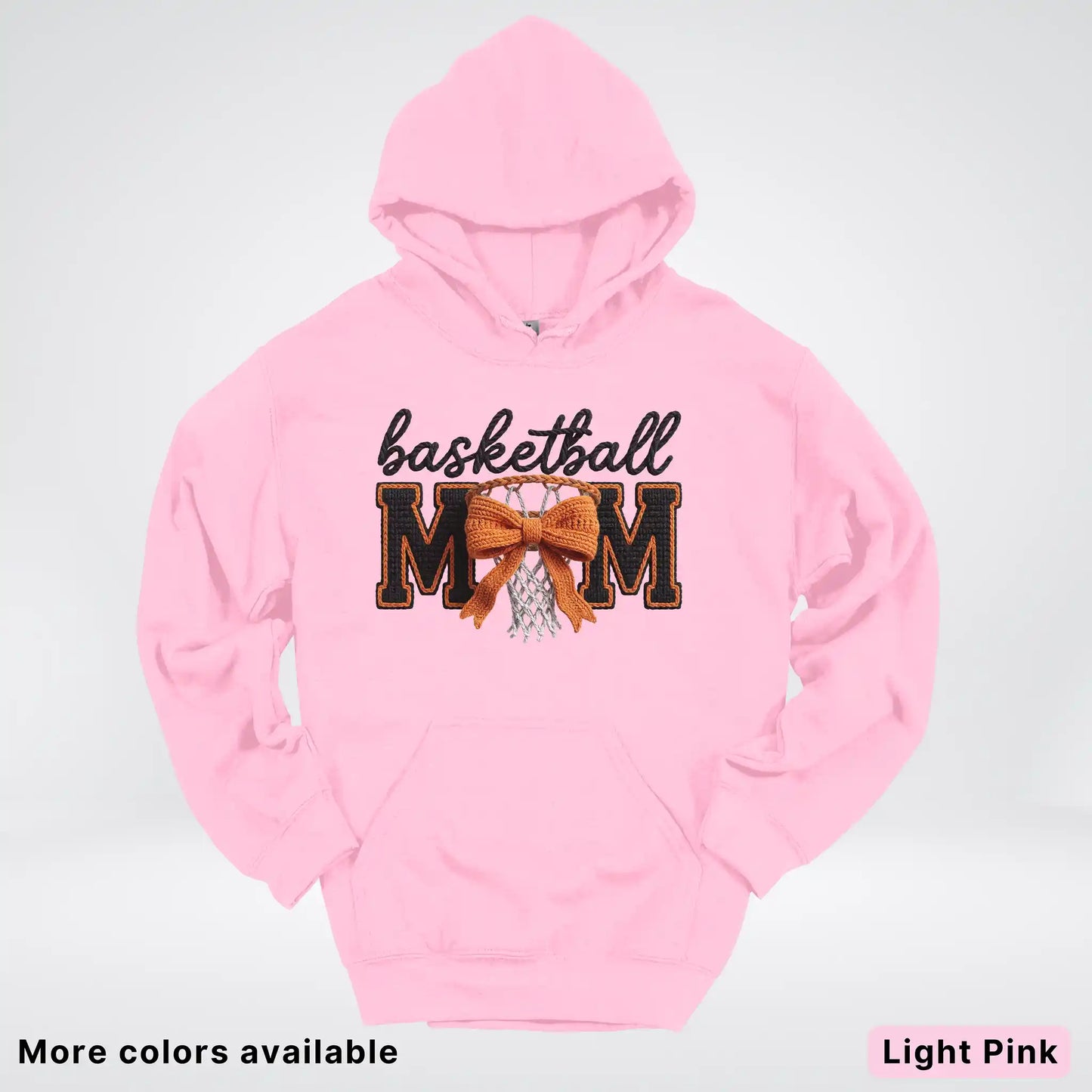Basketball Mom – Faux Crochet Bow Basketball Graphic Hoodie