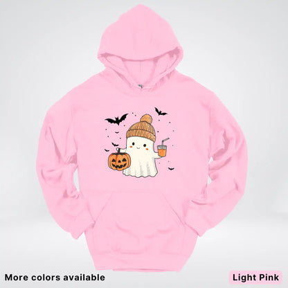 Cute Fall Ghost with Pumpkin And Bats Hoodie