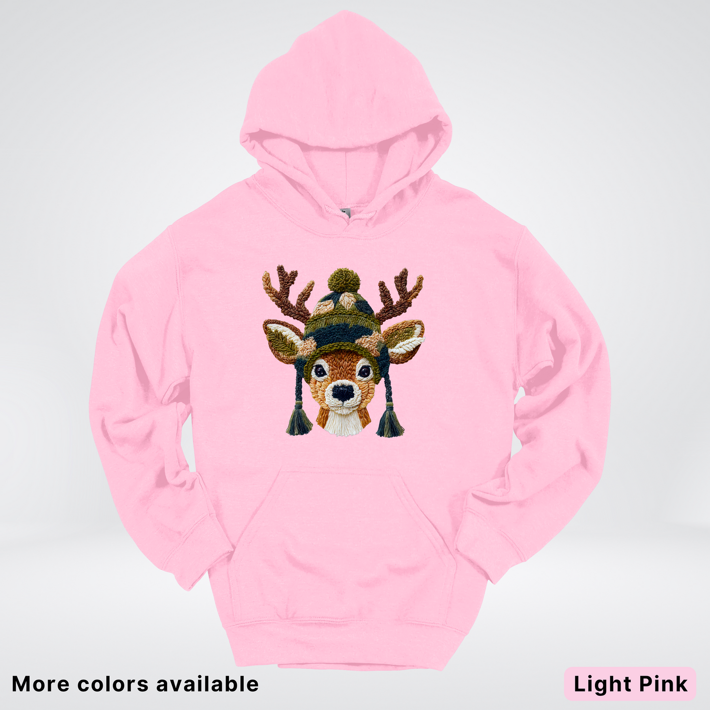 Cozy Winter Reindeer Hook Yard Faux Texture - Hoodie