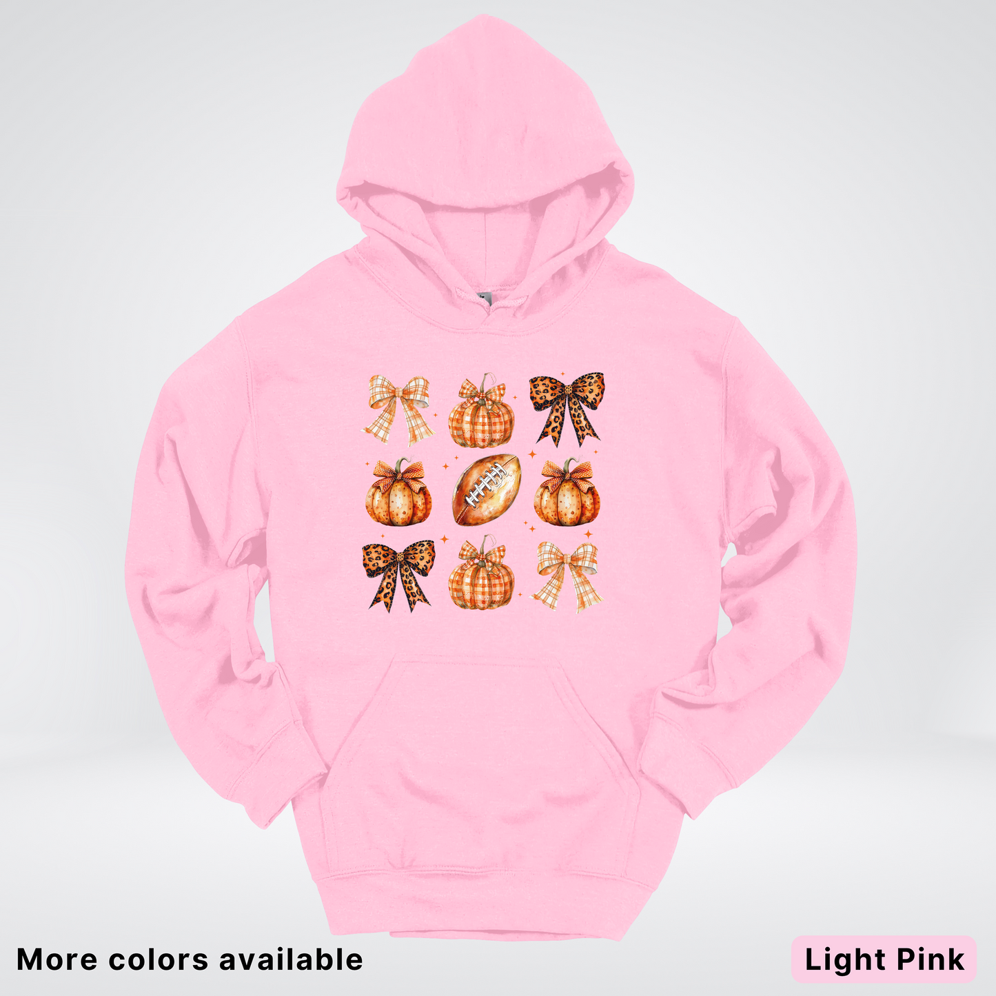 Football Coquette Ribbon Bow Plaid Pumpkin Fall - Hoodie