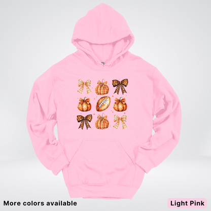 Football Coquette Ribbon Bow Plaid Pumpkin Fall - Hoodie