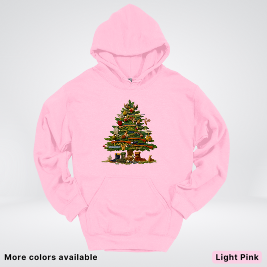 Woodland Critters Christmas Tree Hook Yard Faux - Hoodie