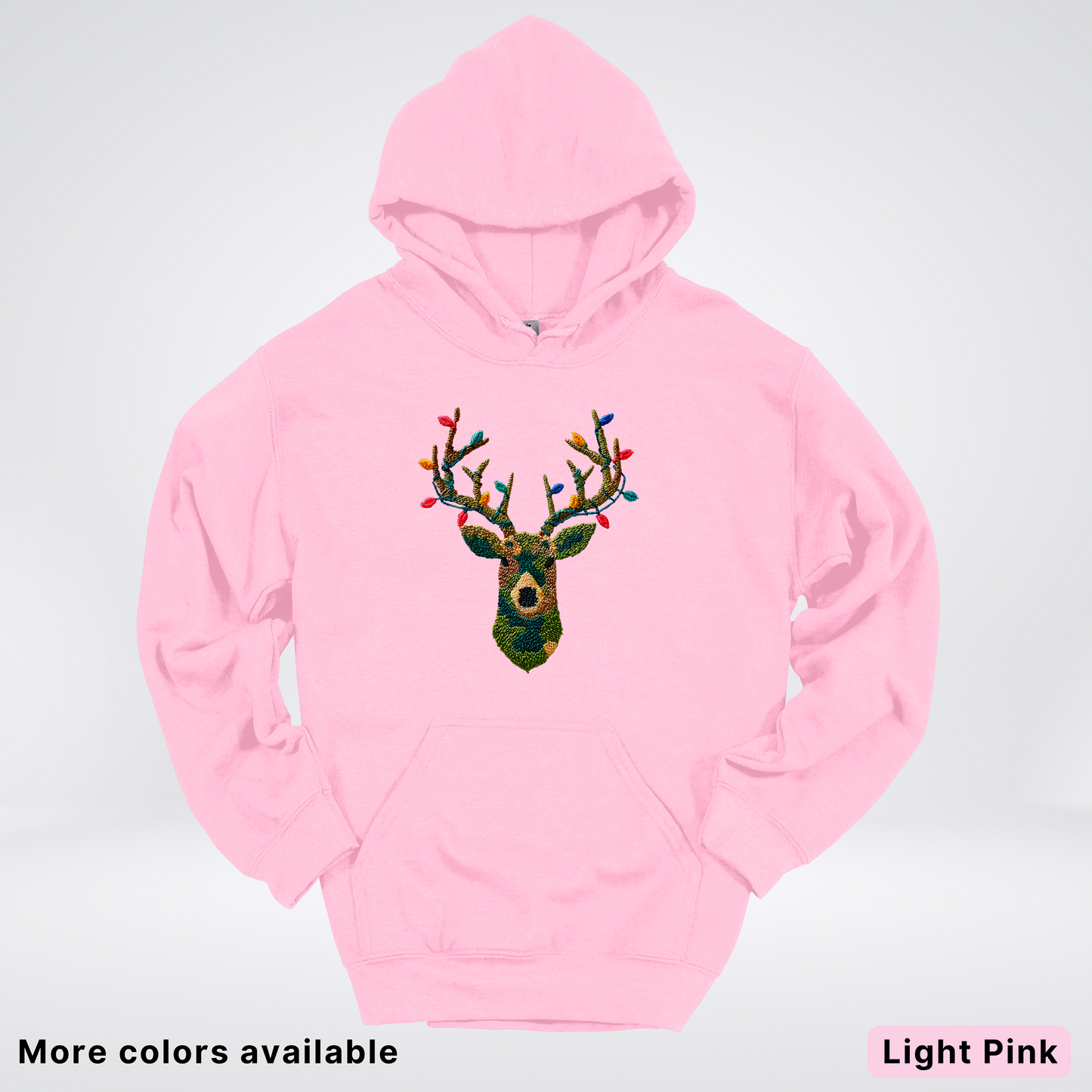Rustic Reindeer Lights – Hook Yard Faux Texture - Hoodie