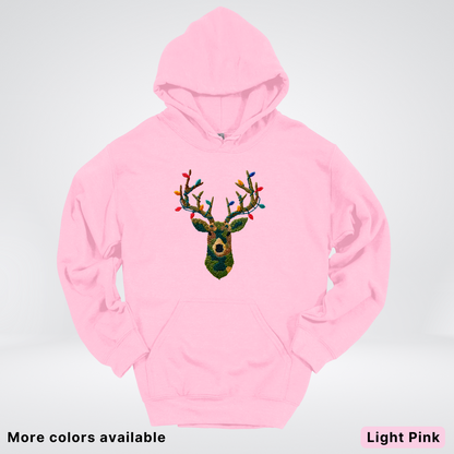 Rustic Reindeer Lights – Hook Yard Faux Texture - Hoodie