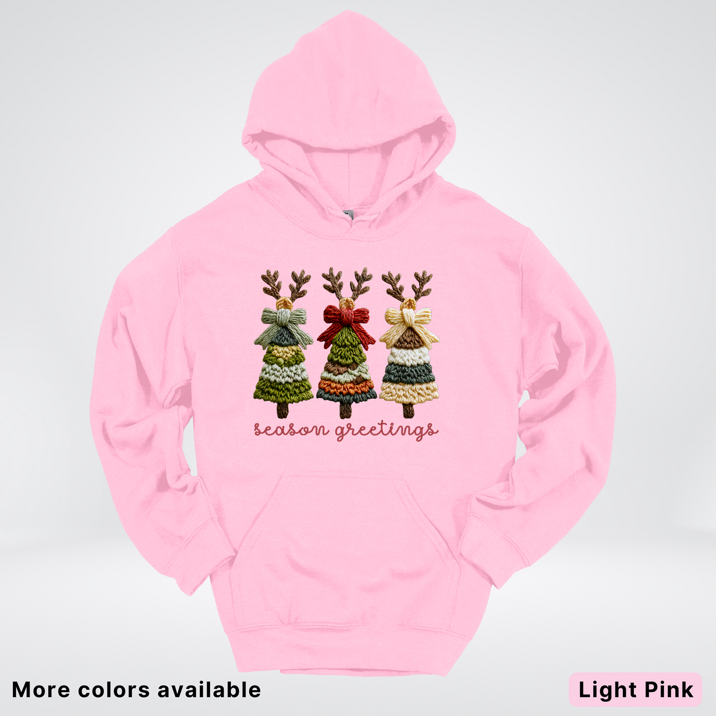 Season Greetings Reindeer Trees Hook Yard Faux - Hoodie