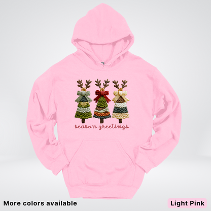 Season Greetings Reindeer Trees Hook Yard Faux - Hoodie