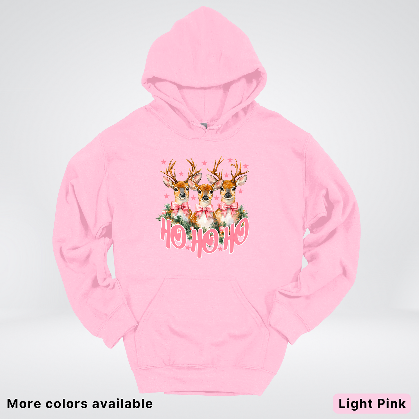 Ho Ho Ho Pink Deer Trio Hoodie - Hoodie