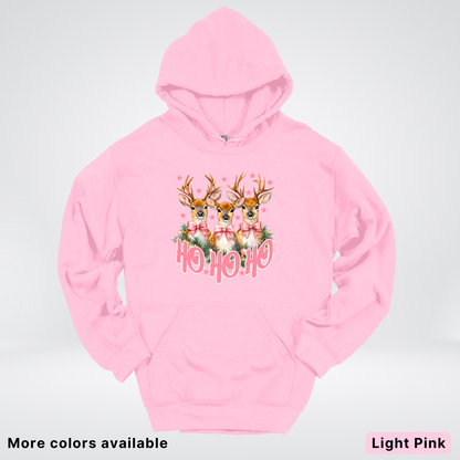 Ho Ho Ho Pink Deer Trio Hoodie - Hoodie