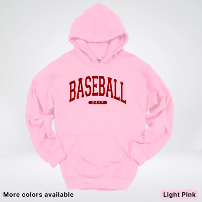 Baseball 24/7 – Maroon Design - Hoodie