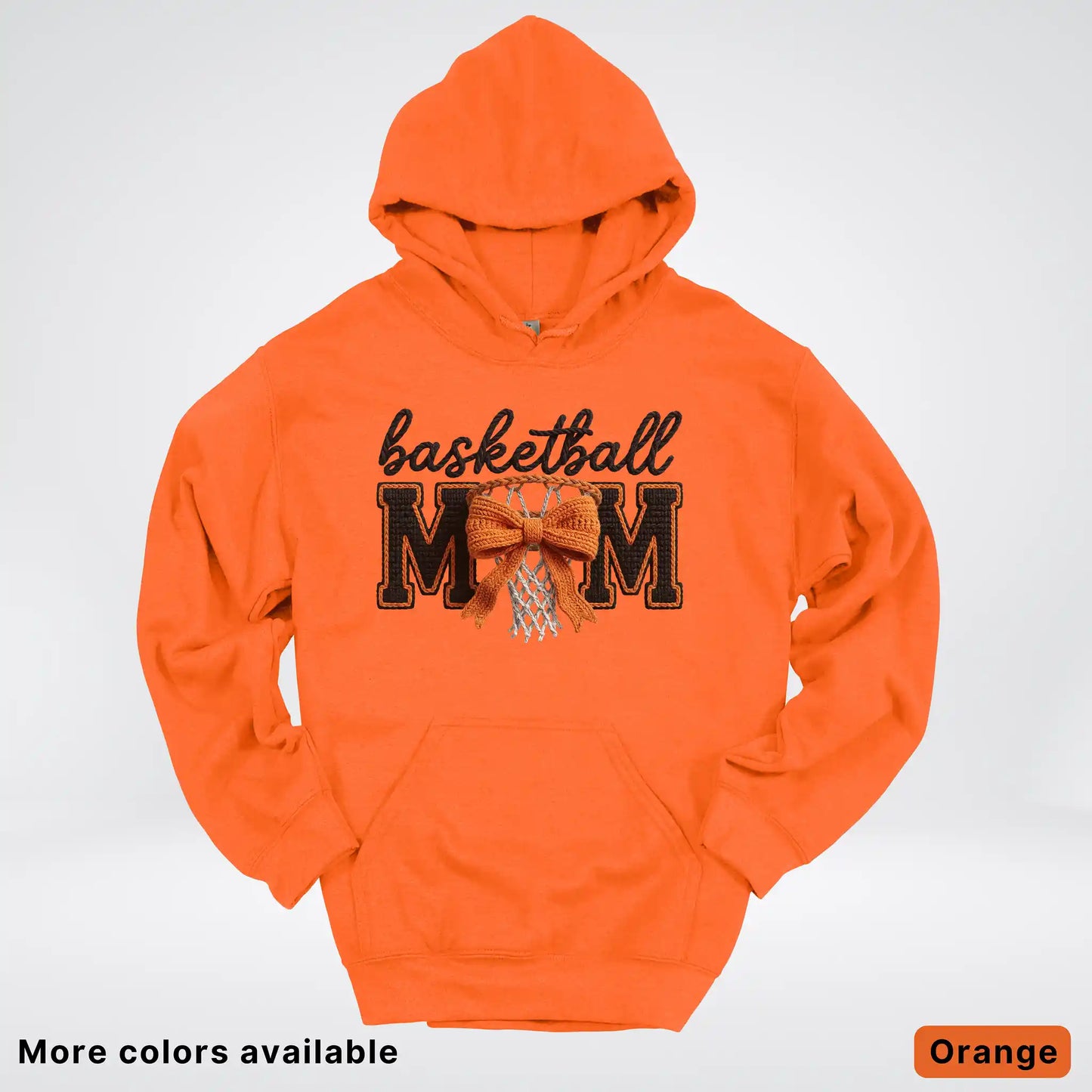 Basketball Mom – Faux Crochet Bow Basketball Graphic Hoodie